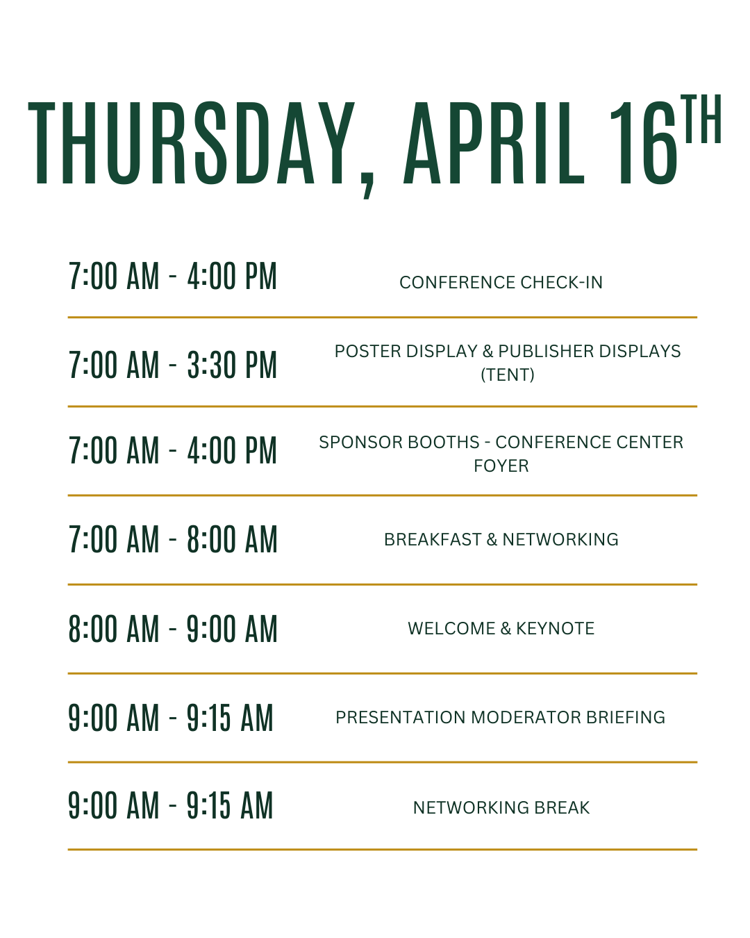 Thursday Schedule Part 1